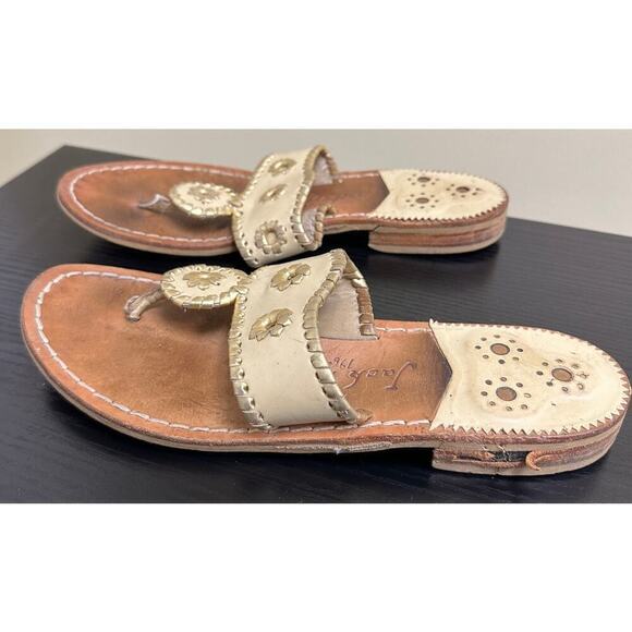 Jack Rogers Women's Hamptons Floral Nantucket Gold Slip On Flat Sandals Size - Picture 2 of 9